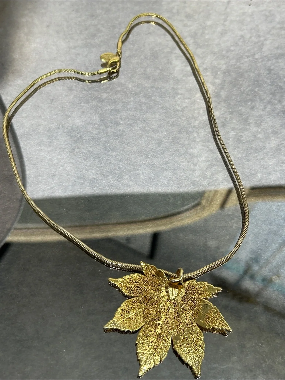 Gorgeous Gold Dipped Leaf Pendant Necklace - Women Jewelry